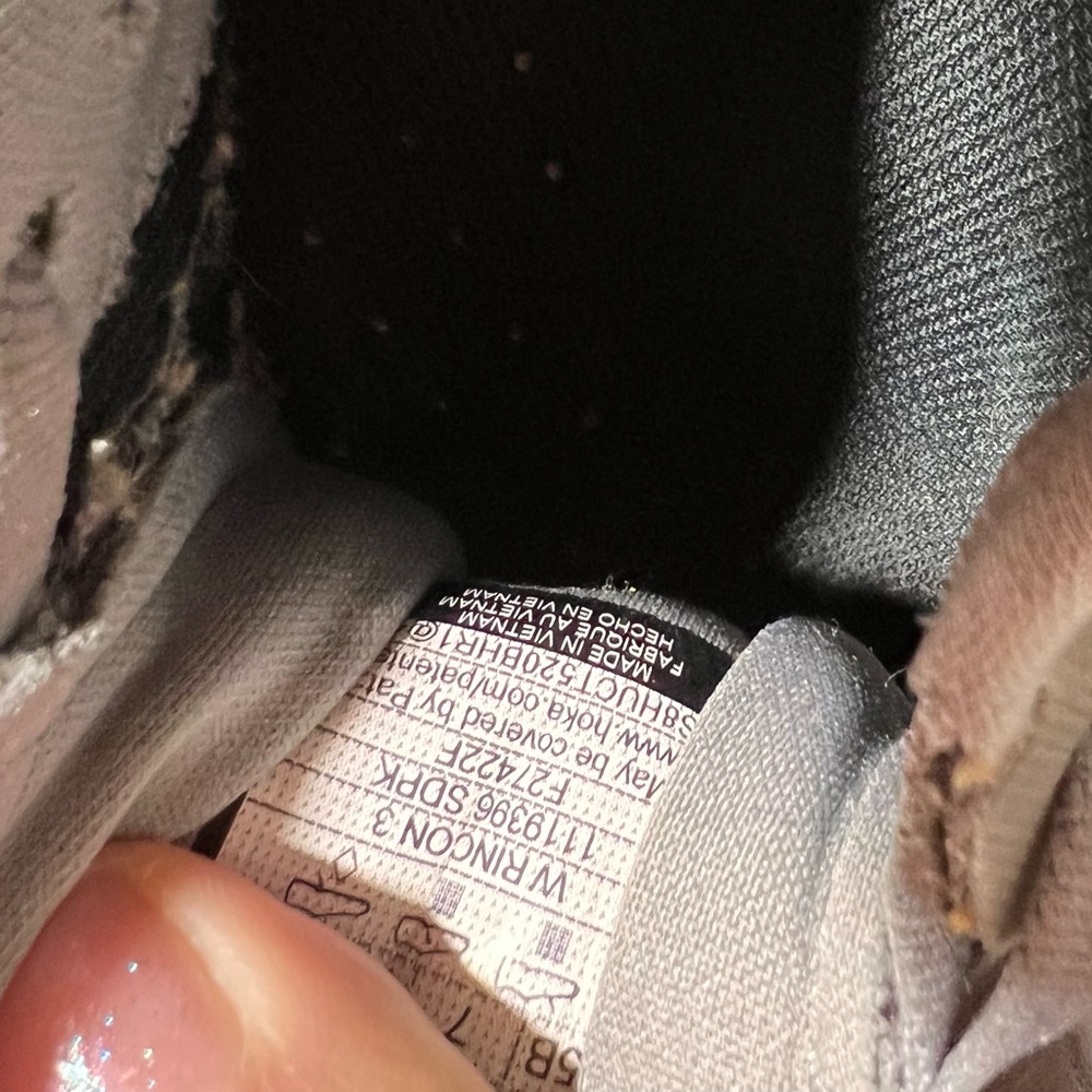 Hoka Rincon 3 running shoe in a grey. - Picture 10 of 13